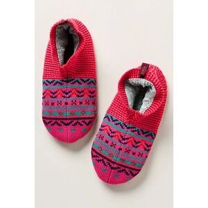 Bombas The Gripper Slipper Pink Red Fair Isle Small New With Tags